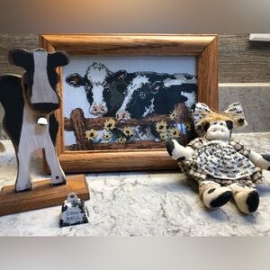 Rustic Cow-Themed Decor Set with Black and White Accents